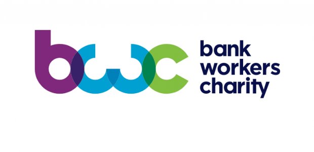 Bank Workers Charity logo, an overlapping stylised b, w, and c.